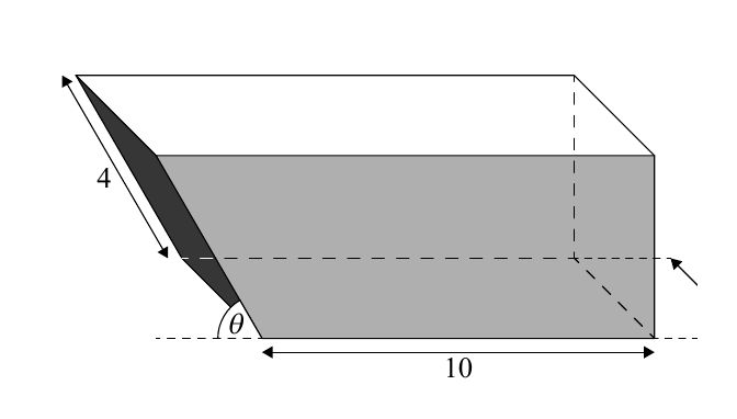 Seccion transversal trapezoidal del volquete con angulo theta.